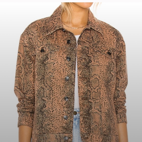 Free People Snake Print Trucker Jacket - Picture 2 of 13